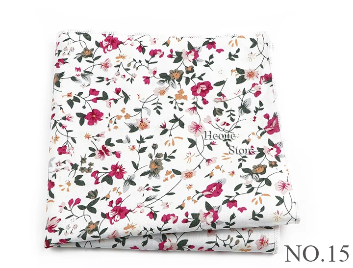 Neue schöne Blumen druck Hankerchief Baumwolle rosa blau lila Taschen tücher für Männer Hochzeits feier täglich tragen Accessoires Geschenk – Detail 16