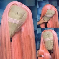 Perruque Lace Front Wig naturelle brésilienne lisse, cheveux humains, rose, 13x4, HD, pre-plucked, Wiltshire, Sophia, en vente 3