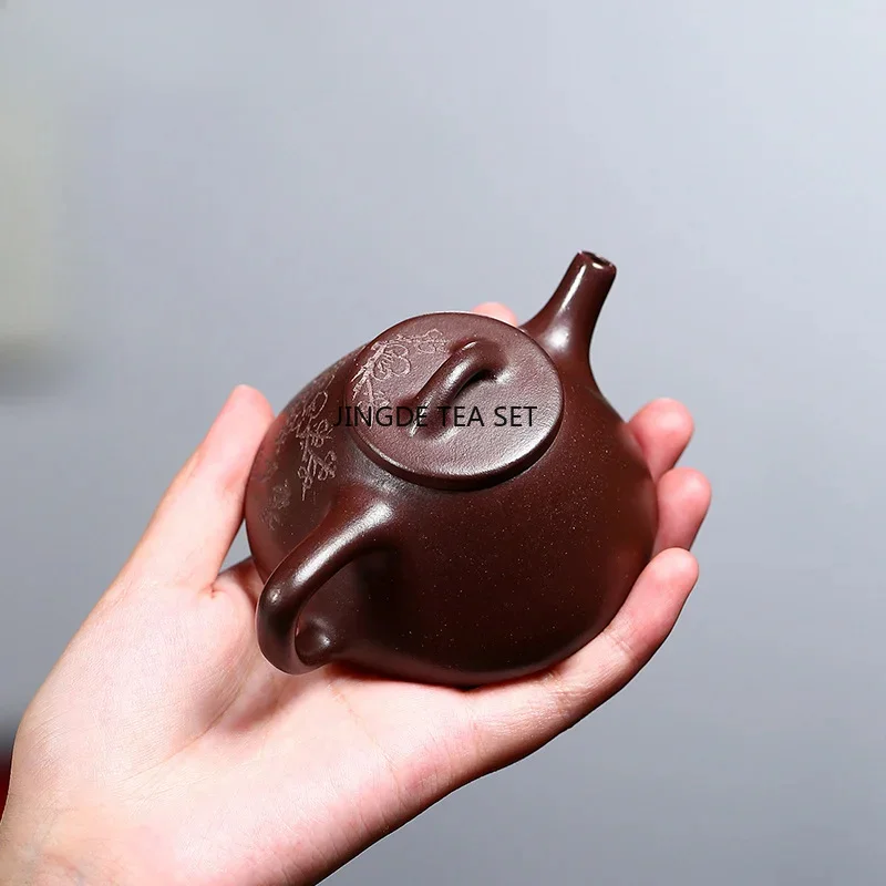 100ML retro Yixing purple clay teapot original ore red mud handmade plum blossom tea set business gift