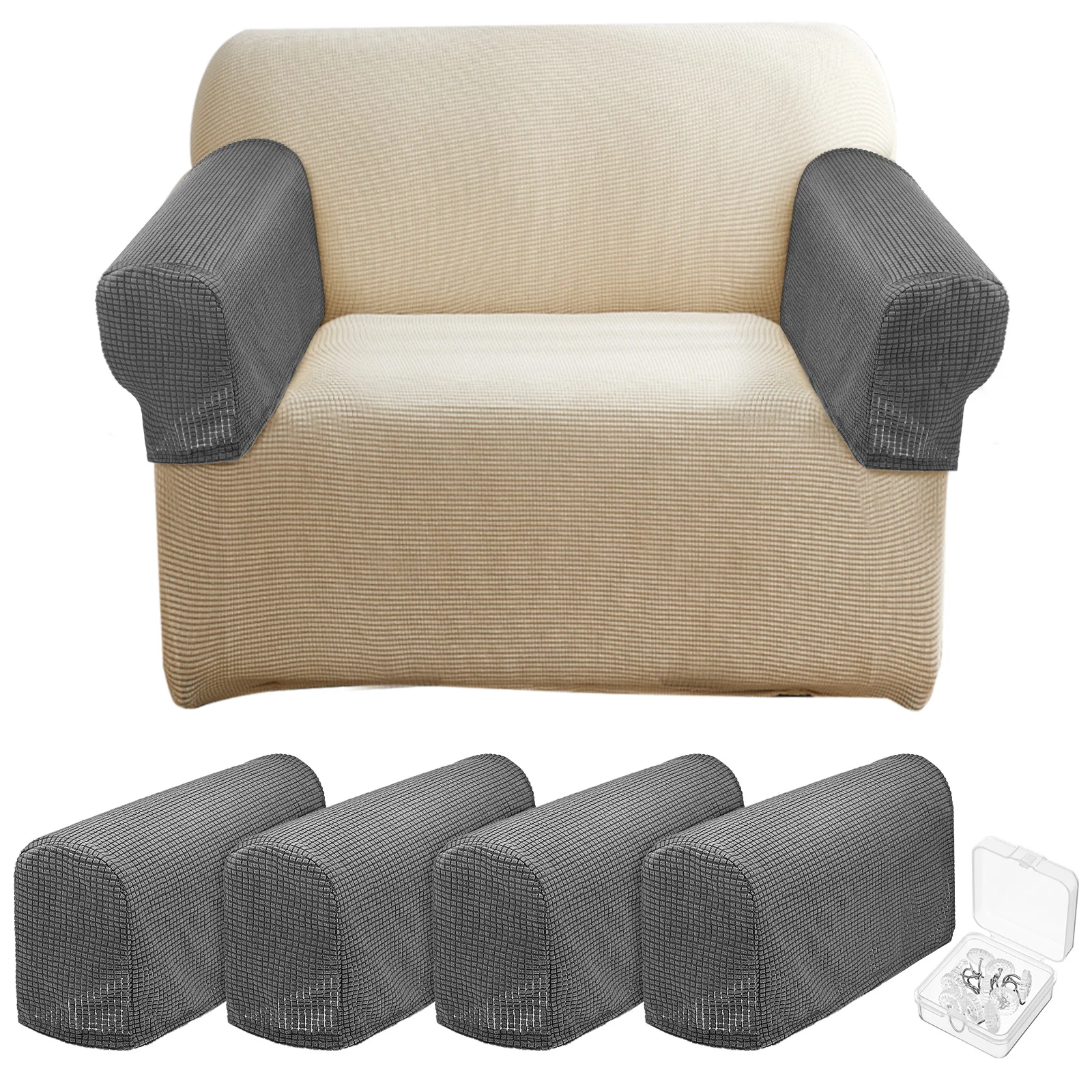 

4 Pcs Sofa Arm Cover Couch Chair Covers for Cats Elastic Protector Armrest Recliners Polyester Slipcover Chairs