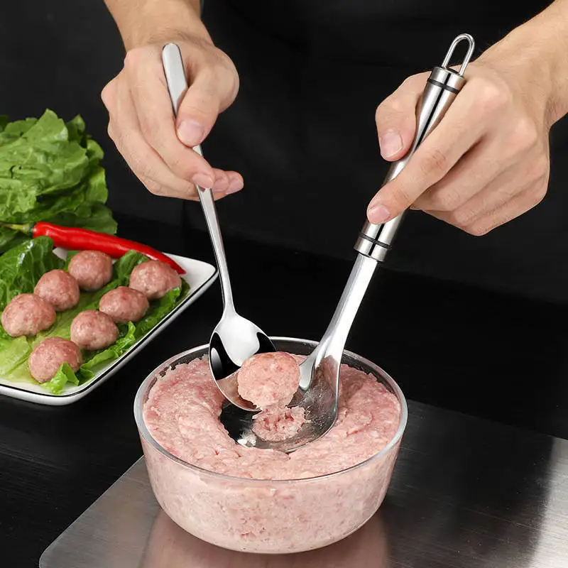Making Magic Meatball Utensil, Meatball Scoop Maker, Tool For Squeezing  Fried Meatballs, Stainless Steel Meatball Spoon - Temu