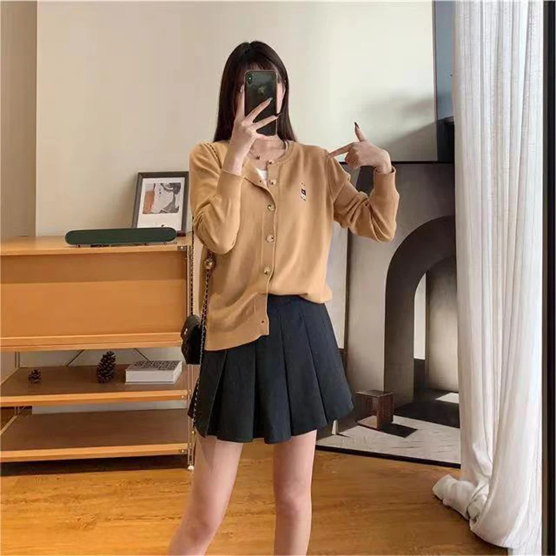 여성용 캐시미어 카디건, O-넥 리틀 베어 카디건, 2023 캐시미어 스웨터, 가을, 겨울, 신상