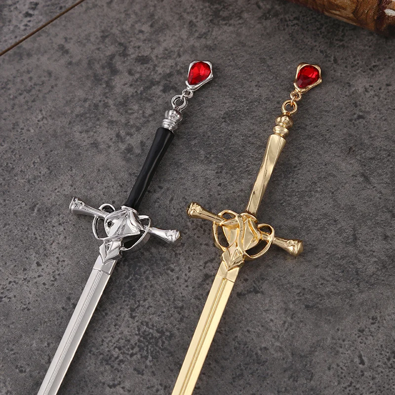 Chinese Sword Ruby Pendant Hairpin Hair for Women Retro Style Hair Sticks Ponytail Accessories Jewelry hair accessory Daily Personality Trend