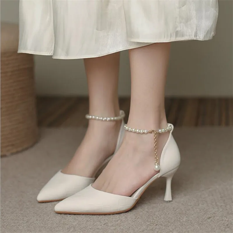 Women Fashion Sweet Pointed Toe Buckles Strap Stiletto High Heels Pumps Lady Wedding Party Heel Shoes Woman Sandals 32-39
