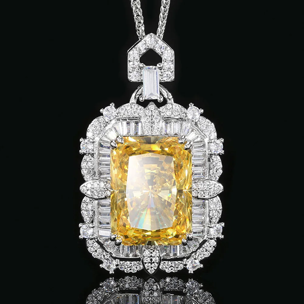 2025 Trend 15*20mm Topaz Pendant Necklace Rings Set for Women Vintage Gemstone Lab Diamond Party Fine Jewelry Sets Female Gift 2
