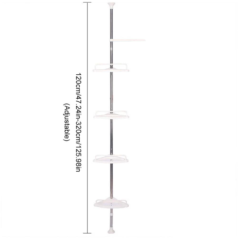 Telescopic Corner Shelf No Drilling Floor Ceiling Holder Stainless Steel Frame Shower Caddy Organizer Shelf Shower Corner Stand