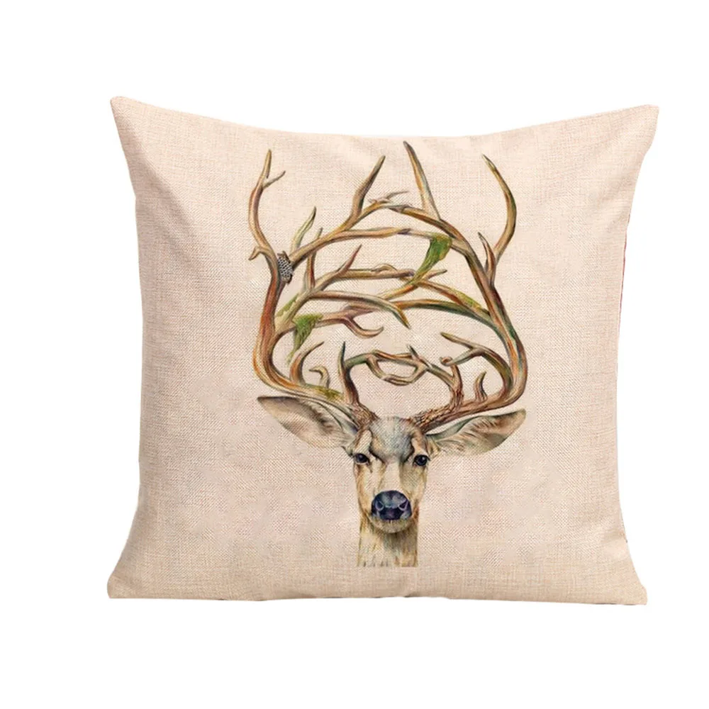 

Tree branch sika deer 45X45 CM Cotton Linen Cushion Cover Waist Pillow Case Living Room Chair Sofa Home Decoration