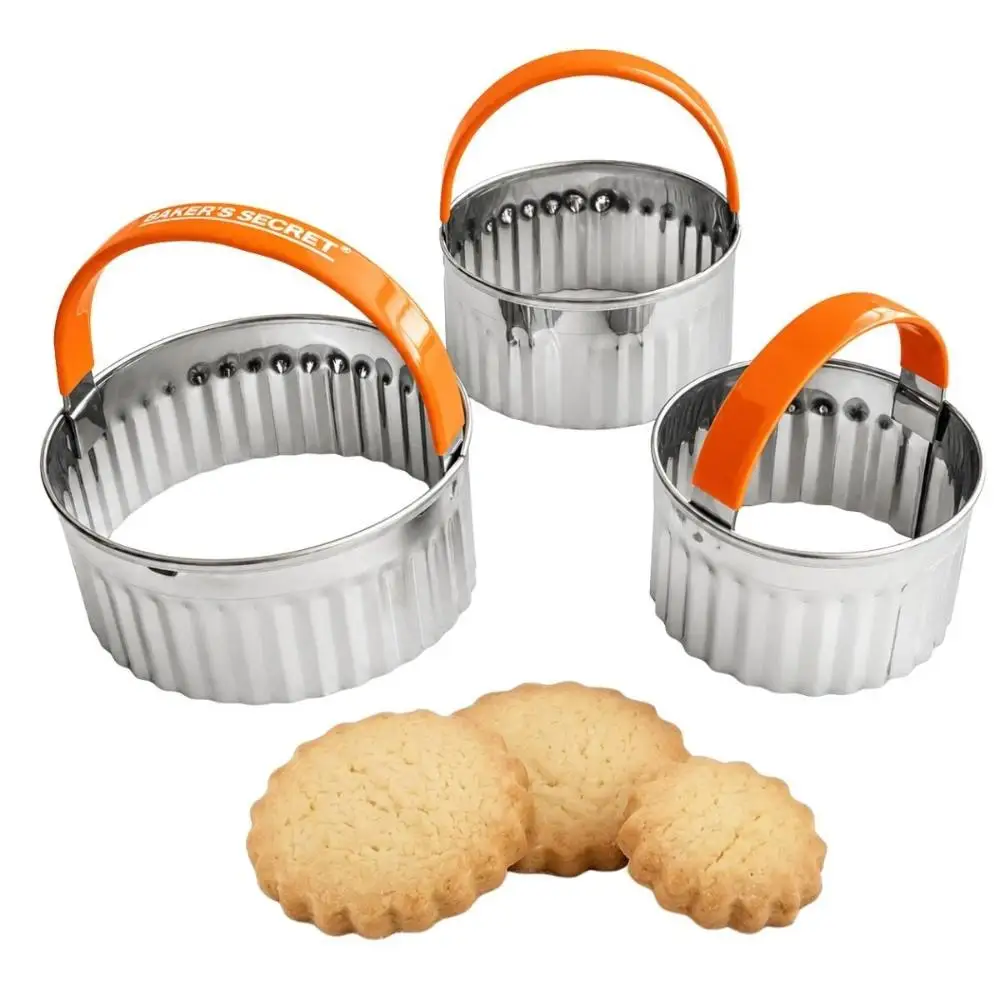Jogo Cortador Biscoitos Redondo Inox 3 Peças Baker's Secret