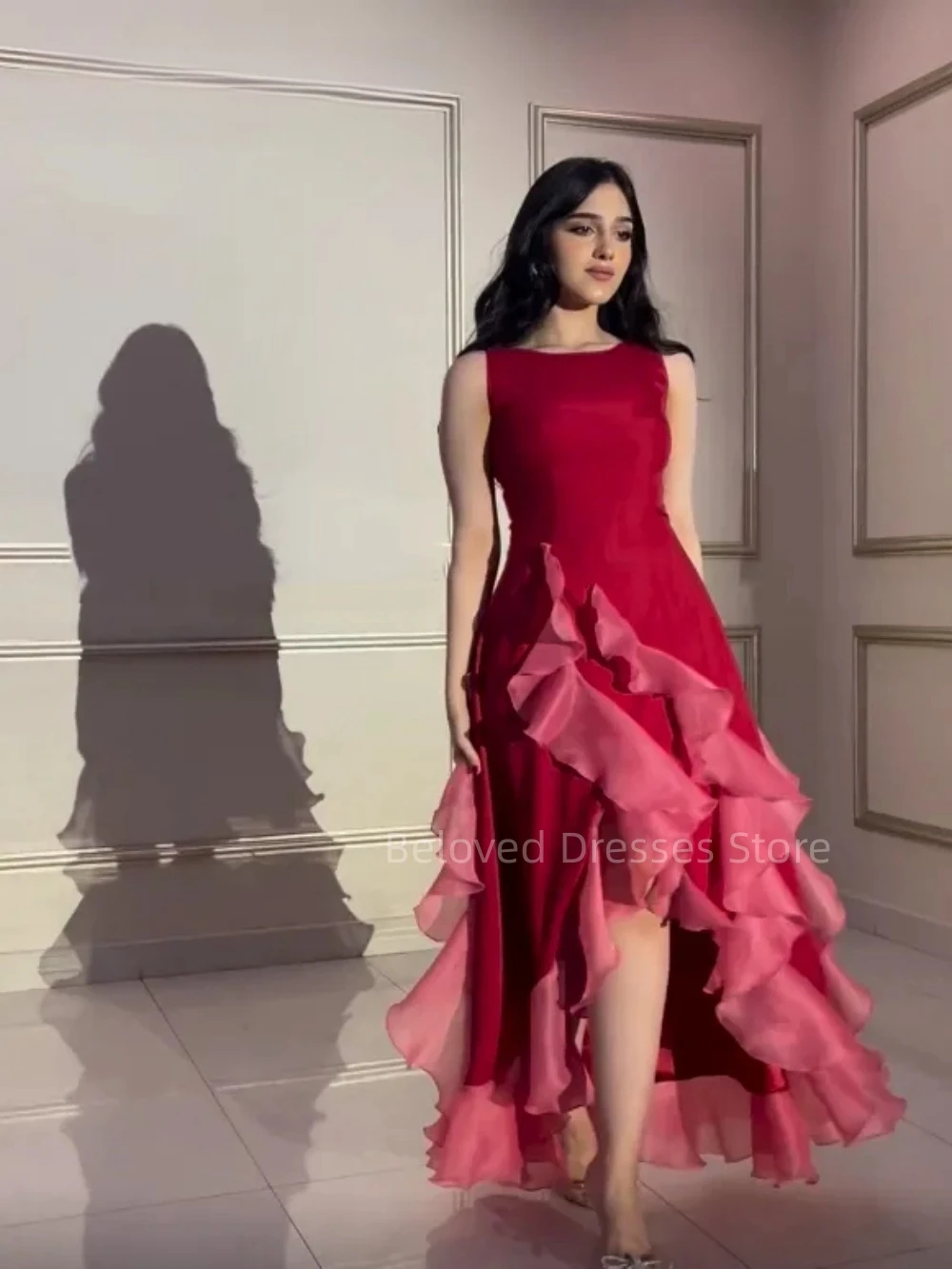 

Женское винтажное платье с юбкой-годе, красное элегантное платье до щиколотки для торжественных случаев, индивидуальный пошив