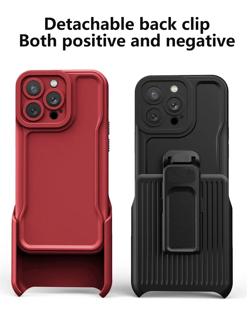 Shockproof Silicone Moblie Phone Case For iPhone 15 14 13 12 11 Pro Max Shell Outdoor Sports Back Clip Holder Military Cover