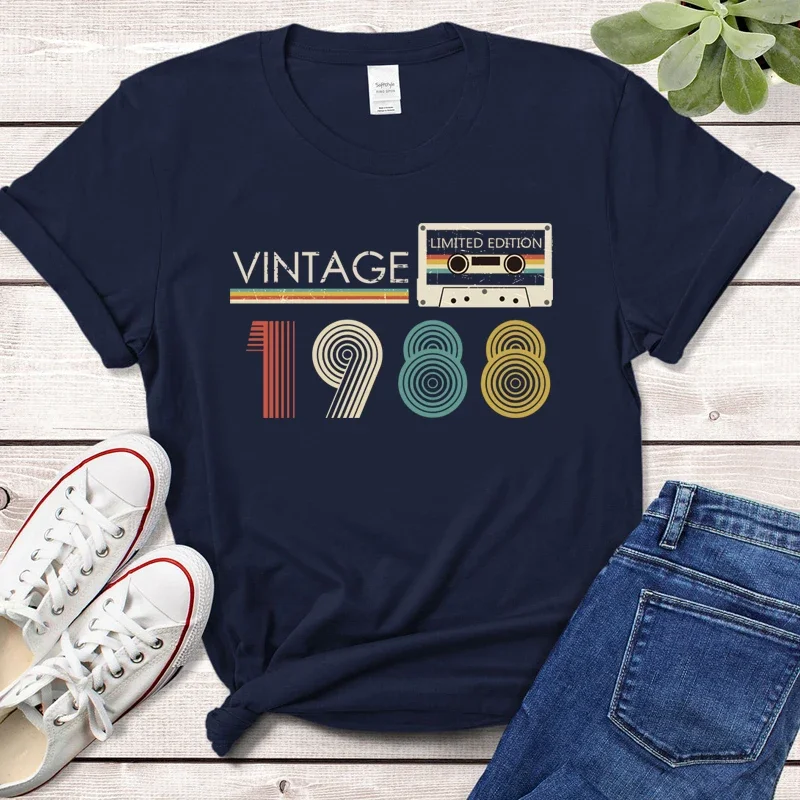 

Vintage Made In 1988 Limited Edition Tape Case Funny Women T Shirt 36th 36 Years Old Birthday Fashion Tshirt Wife Mother Gift