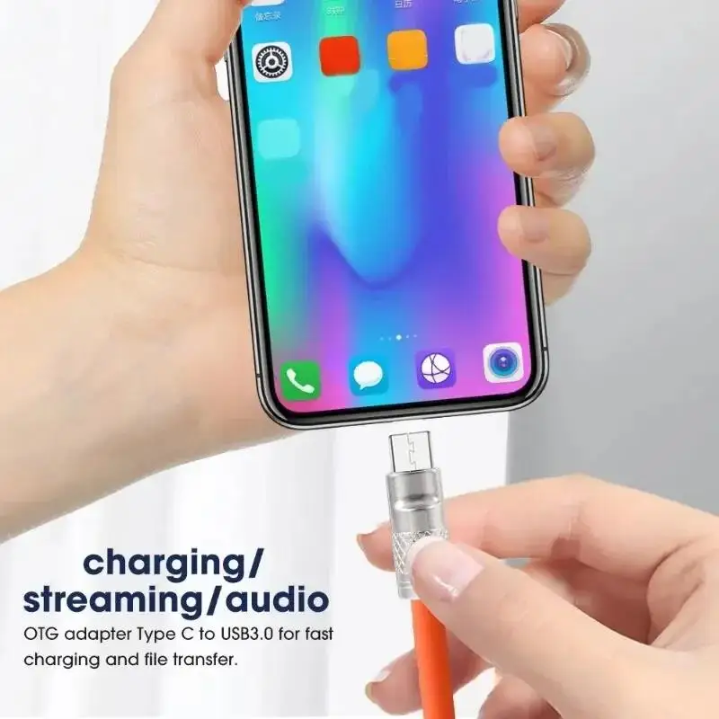Fast Charge Liquid Silicone Cable For iPhone Samsung USB C Charger