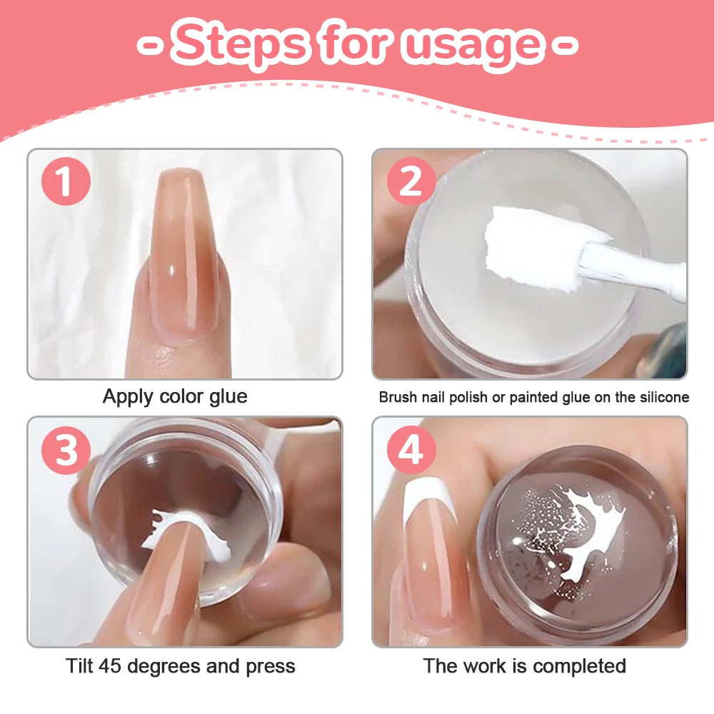 Nail Art Tools Transparent Nail Stamper Scraper 2pcs Jelly Silicone Stamp French Nails Manicuring Kits Stamping Tool Set