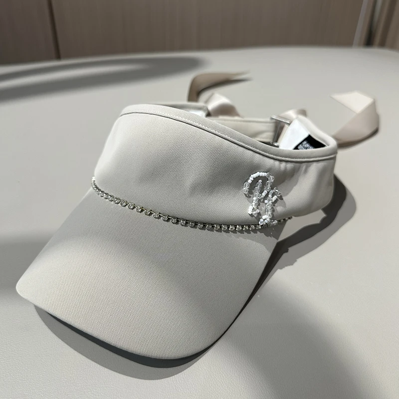 PL Sports Golf Cap Women Empty Top Sun Visor Hat Korean Style Sunscreen Anti-UV Cap Ladies Bowknot Outdoor Headcover
