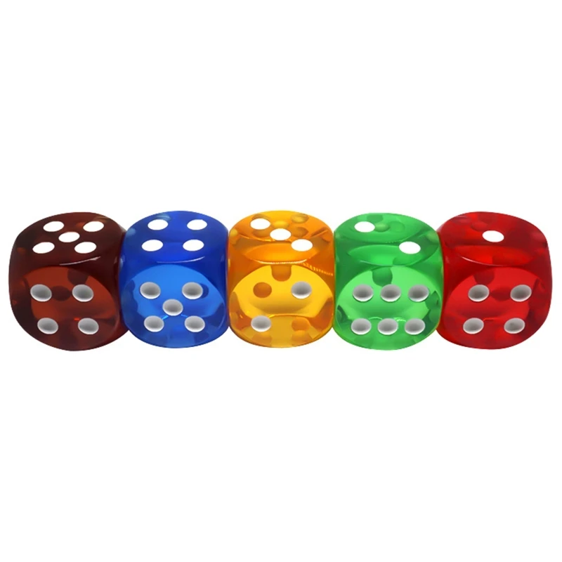 Game Dice Dice Set 5 Pcs 25mm Transparent Dices 6 Sided Waterproof Crystal Dices Round Corners Board Game For Teaching Projects