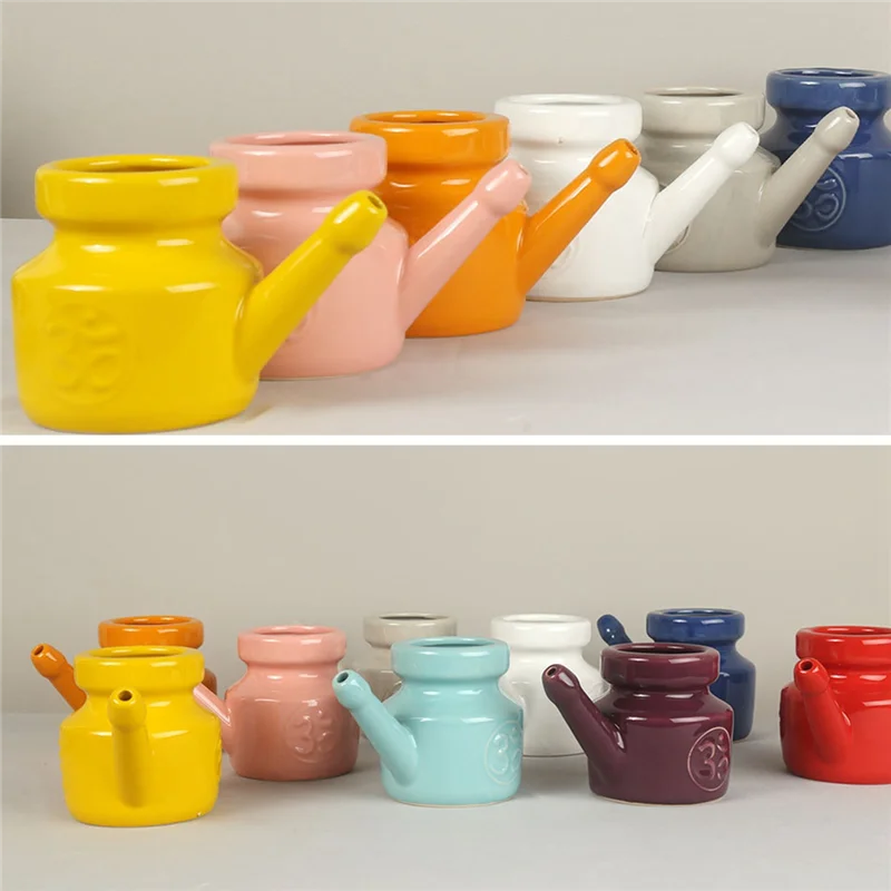 Ceramic Neti Pot Nose Cleaning Pot Durable Leakproof Spout for Nasal Rinsing Nose Washing Men Women 350Ml