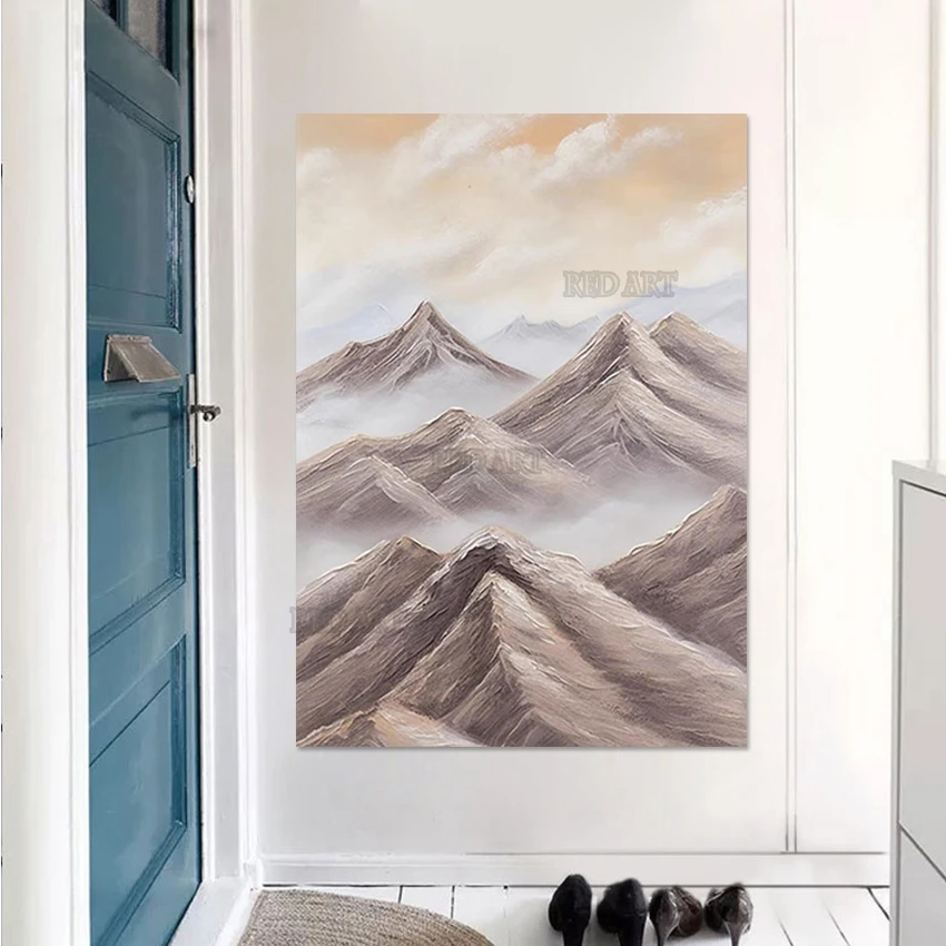 

Настенный декор большого размера для отеля, горы, пейзаж, холст, картина маслом, домашнее шоу, роскошные декоративные картины, художественные панели, ручная работа