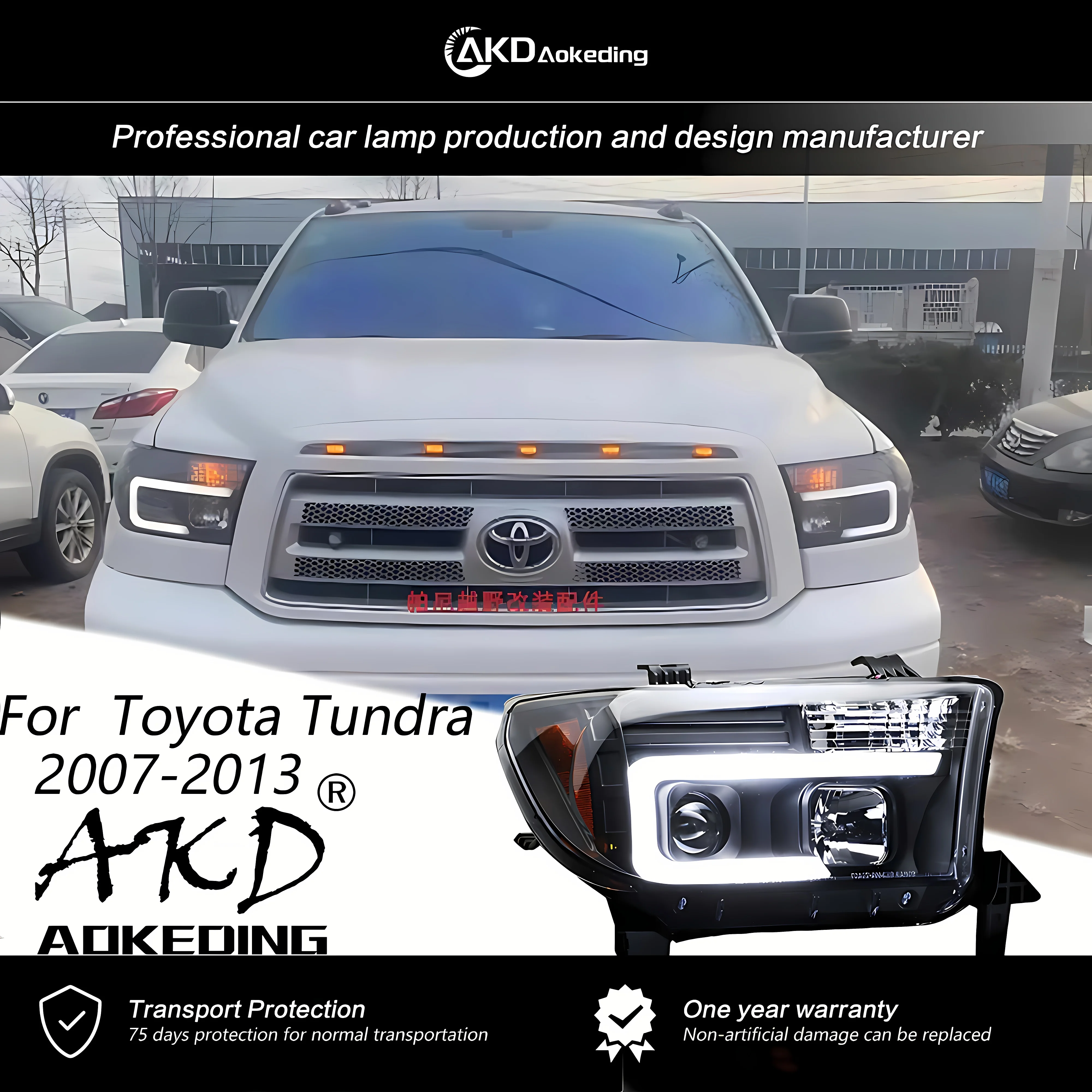 

For Car Toyota Tundra 2007-2013 Head Lamp Car Accessory Fog Lights Day Running Light DRL H7 LED Bi Xenon Bulb Headlights