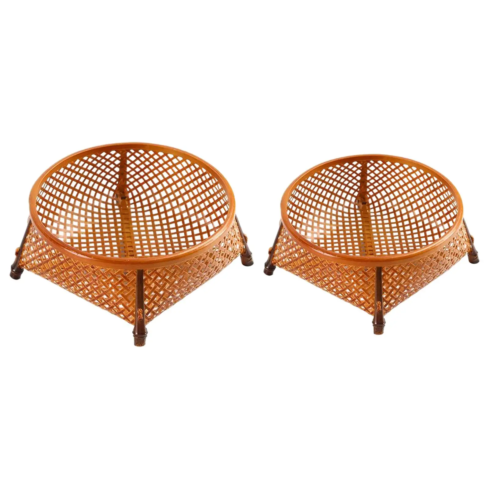 Rattan Basket Wicker Basket Storage Basket Decorative Serving Tray Woven Bowl for Food Bread, Vegetables Fruits Coffee Table