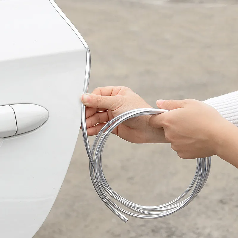 Silver Car Door Edge Scratch Protector - Chrome Bumper Trim Strip Exterior Moulding