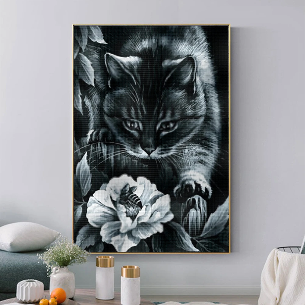 Diamond Mosaic Painting Animal 5D Rhinestone Embroidery Witch Black Cat Diamond Cross Stitch Kits Gothic Style Home Decors