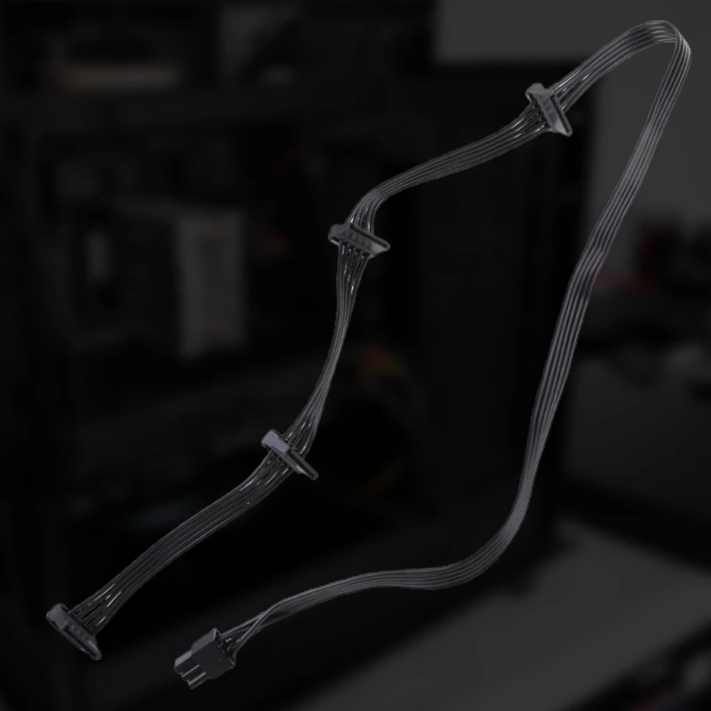 G1G2G3 전원 모듈형 18AWG 검정색 플랫라인 40cm+15cm+15cm+15cm용 6핀 4 전원 공급 장치 케이블