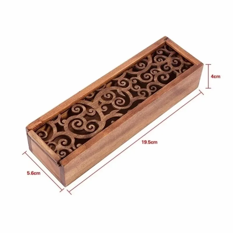 Retro Hollow Wooden Pencil Box Portable Storage Box Student Cute Multifunctional Stationery Desk Accessories School Supplies