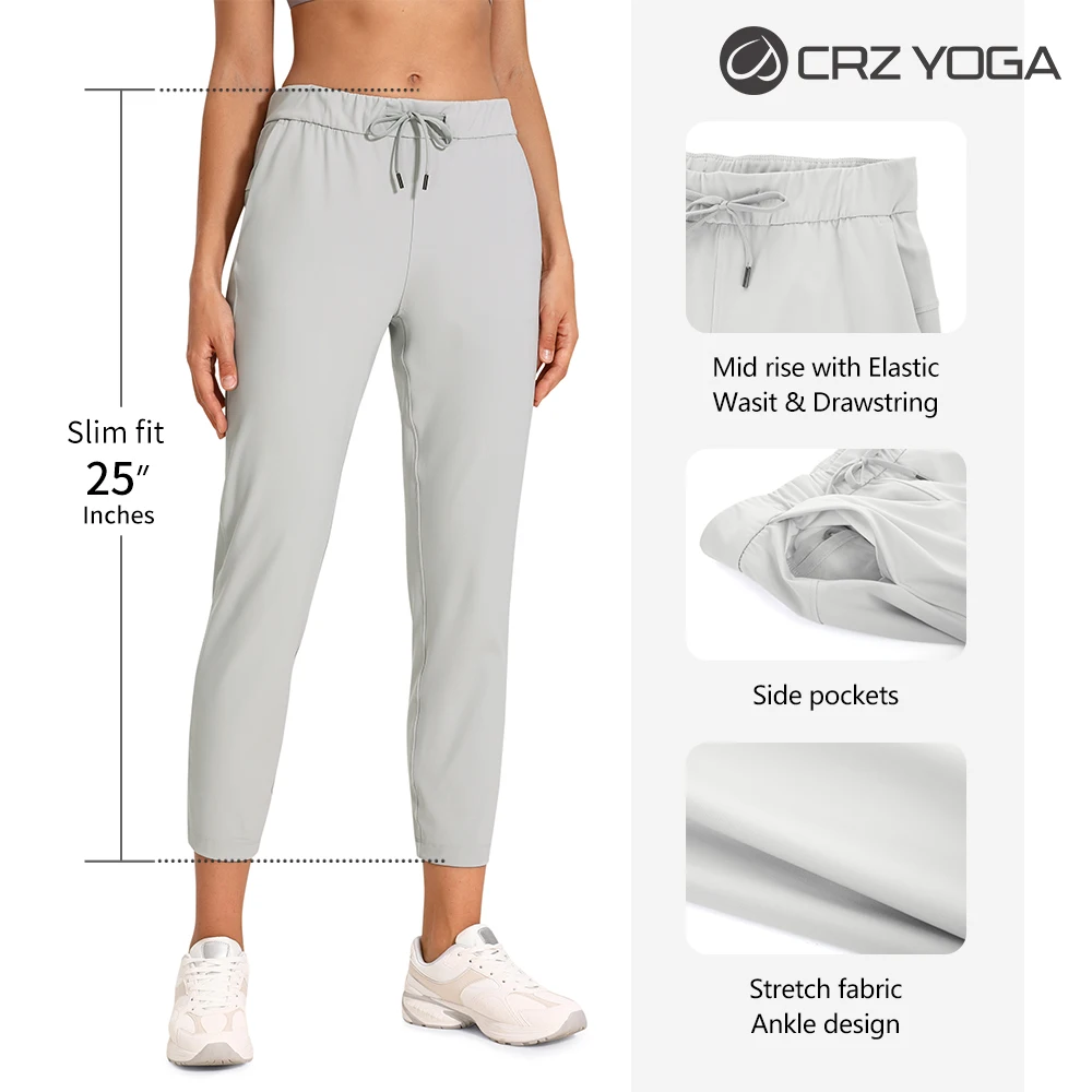 CRZ YOGA Women's Stretch Lounge Sweatpants Drawstring Travel Trousers Long  Athletic Training Pants - 31 Olive Grey 10 : : Fashion