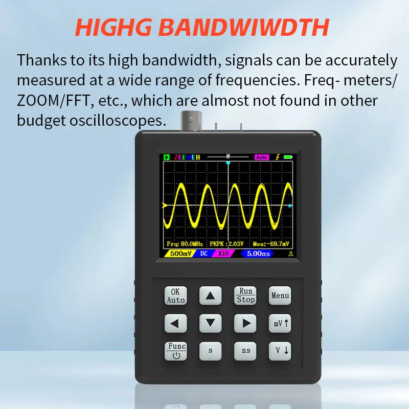 Frequency meter ZEEWEII DSO1C81 2.8 Inch Handheld Digital oscilloscope 100M Bandwidth Oscilloscope Signal generator