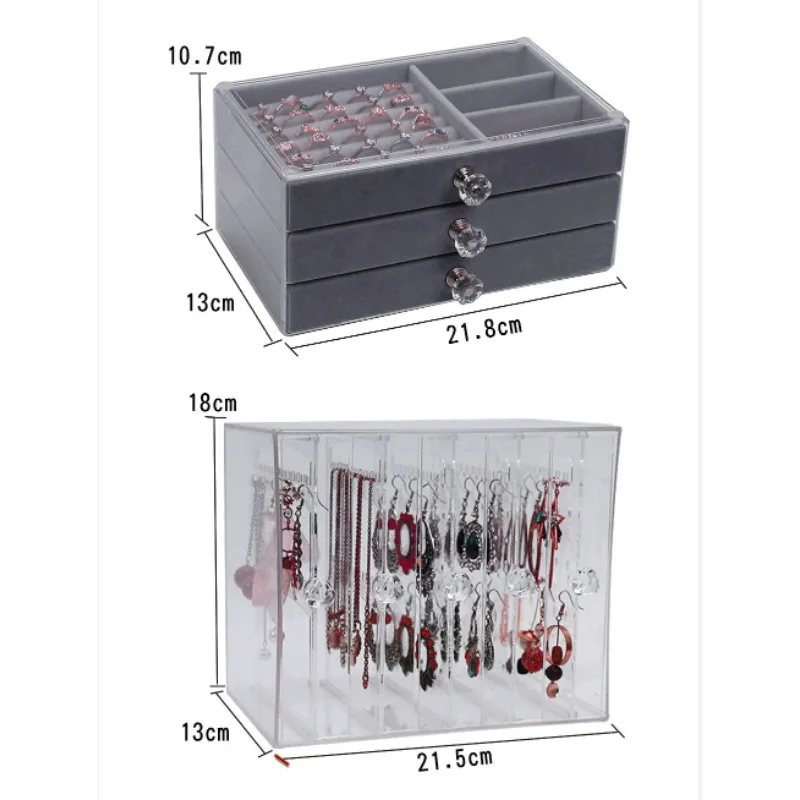 Acrylic Jewelry Box Organizer Clear Display Rack Three Layer Drawer Vertical Personalized Jewelry Box Gift Storage Container