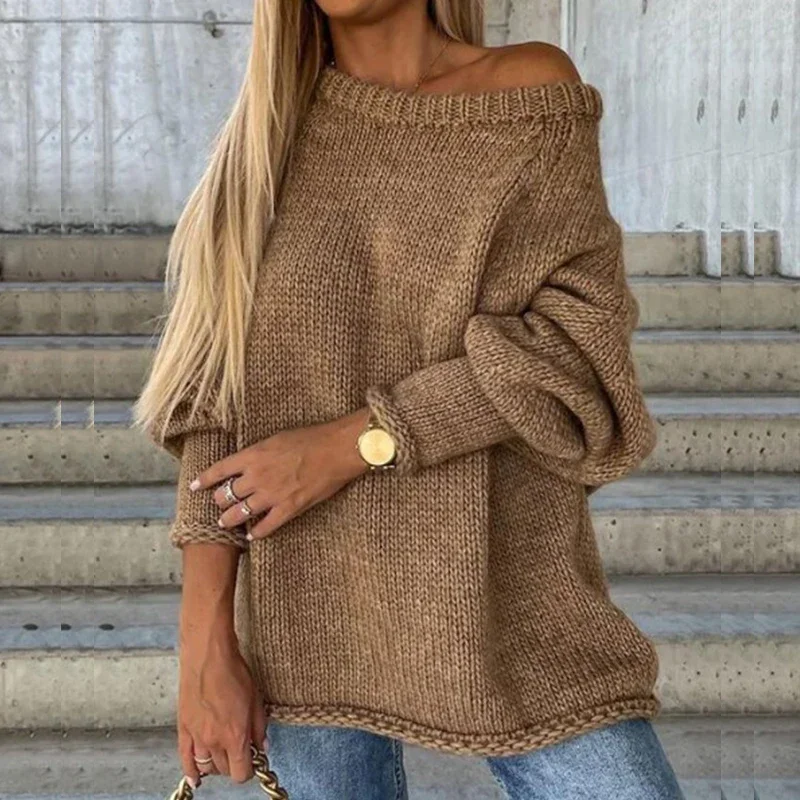 Autumn Elegant Crochet Solid Pullover Jumper Women Fashion O-neck Long Sleeve Sweater Winter Casual Loose Commuter  Knitted Tops