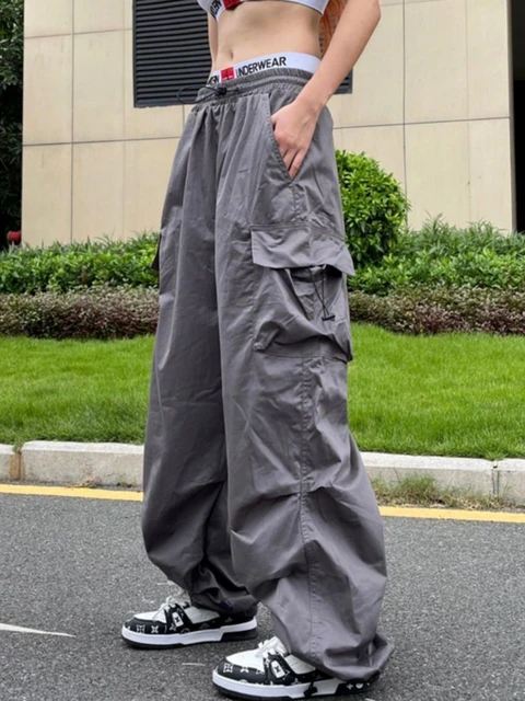 Amazon.com: Shebote Womens Parachute Pants Wide Leg Baggy Pants Y2K Elastic  Waist Jogger Sweatpants Track Pants Streetwear(0046-ArmyGreen-S) :  Clothing, Shoes & Jewelry