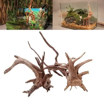 Natural Tree Trunk Driftwood Aquarium Fish Tank Reptile Cylinder Roots Plant Wood Decoration Ornament Accessory Aquarium Plants 1