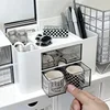 1pc desktop drawer multi grid stationery storage box, large capacity office pen holder multifunctional storage box 1