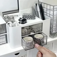 1pc desktop drawer multi grid stationery storage box, large capacity office pen holder multifunctional storage box 1