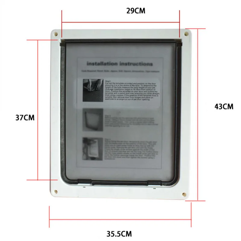 Pet Dog Door Free Access 4 Way Magnetic Lockable Flap Door Cat Gate Telescoping Frame Dog Gate Magnetic Closure Pet
