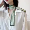Women Narrow Thin Scarf Striped Long Silk Scarf Women Handle Bag Ribbons Multi-Function Decorative Neckerchief Hair Tie Band 1