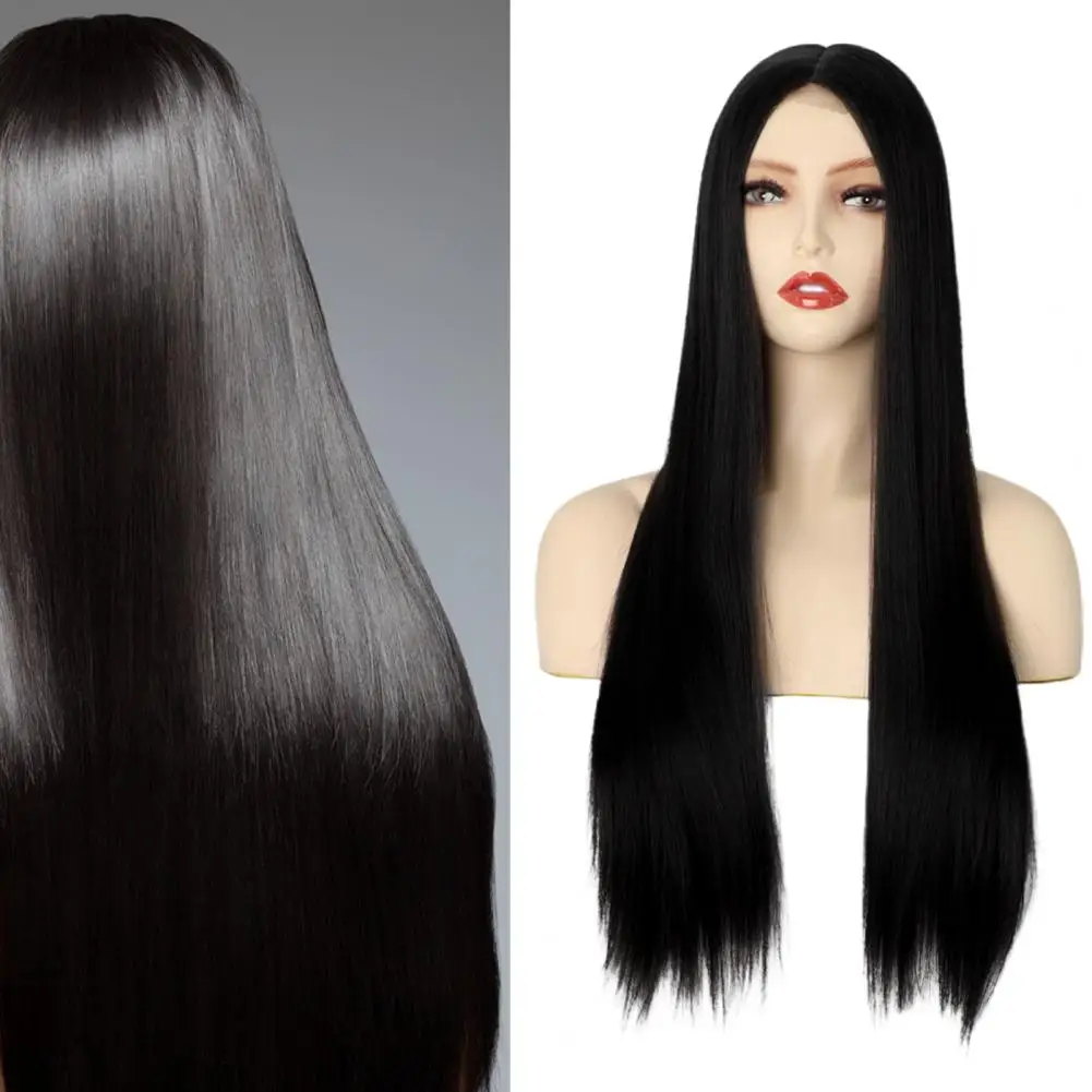 Hair Wig High Temperature Silk Feminine Fluffy Natural Looking Soft Touch Hair Styling Cosmetics Tool Women Black Long Straight