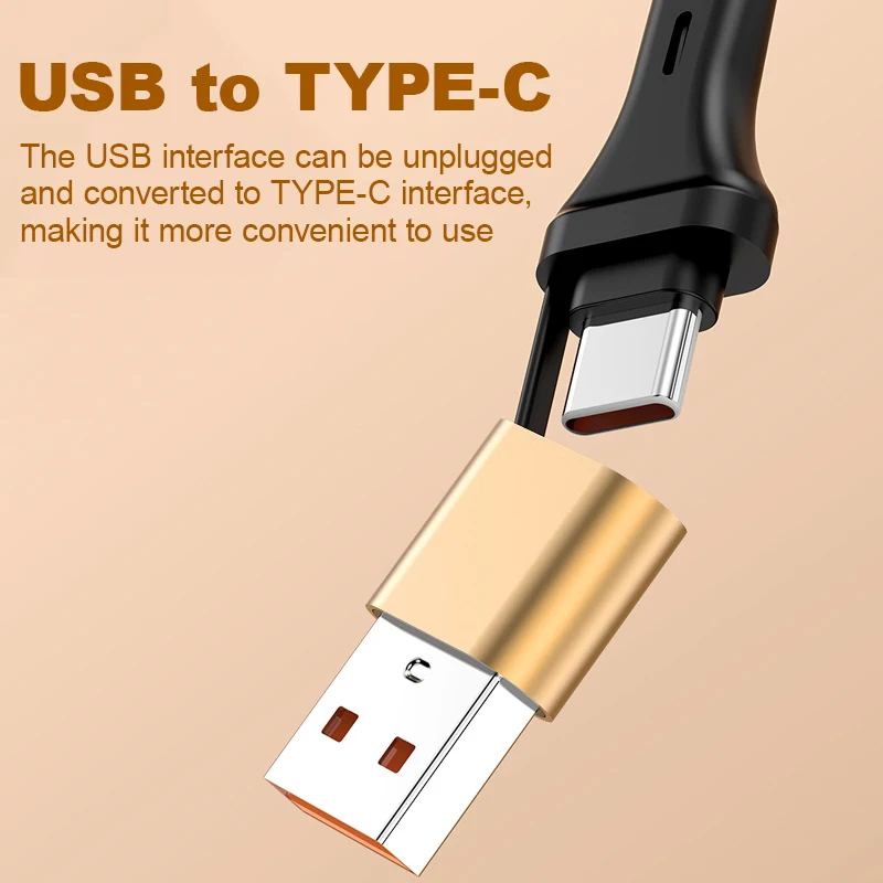 5A 120W 3 in 2 고속 USB C 케이블 (화웨이/아너용) 접이식 휴대용 마이크로 USB 타입 C 충전 케이블 (아이폰, 삼성용)