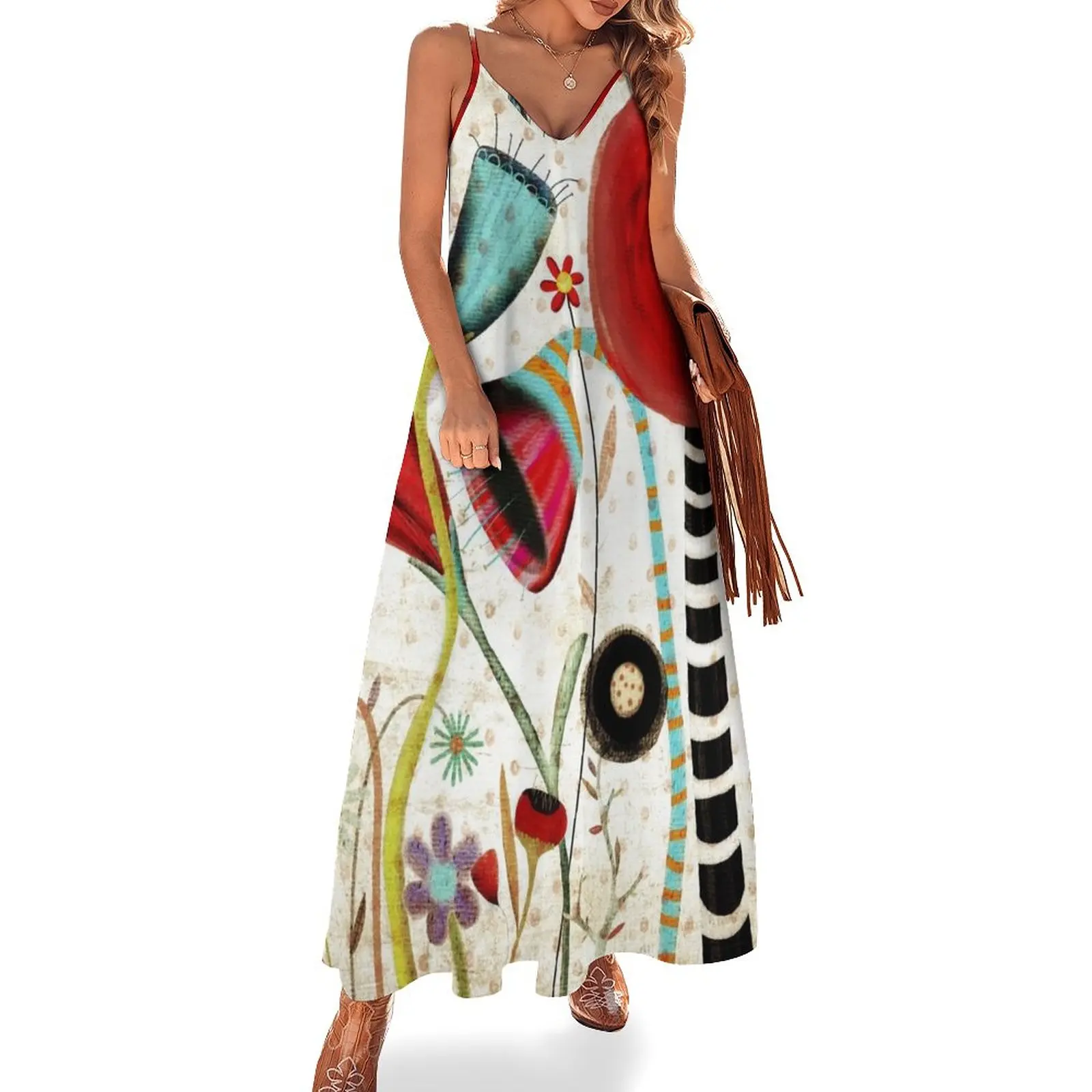 

Vintage Rustic Japan Flowers Art Sleeveless Dress prom dress 2024 elegant dresses for women Long dress woman Clothing female