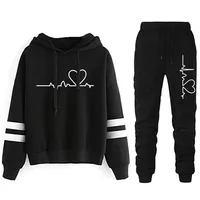 Survêtement femme décontracté rayure polyvalent sweat noir pantalons de survêtement ample imprimé haute qualité tenues une pièce sweat à capuche pantalon 3