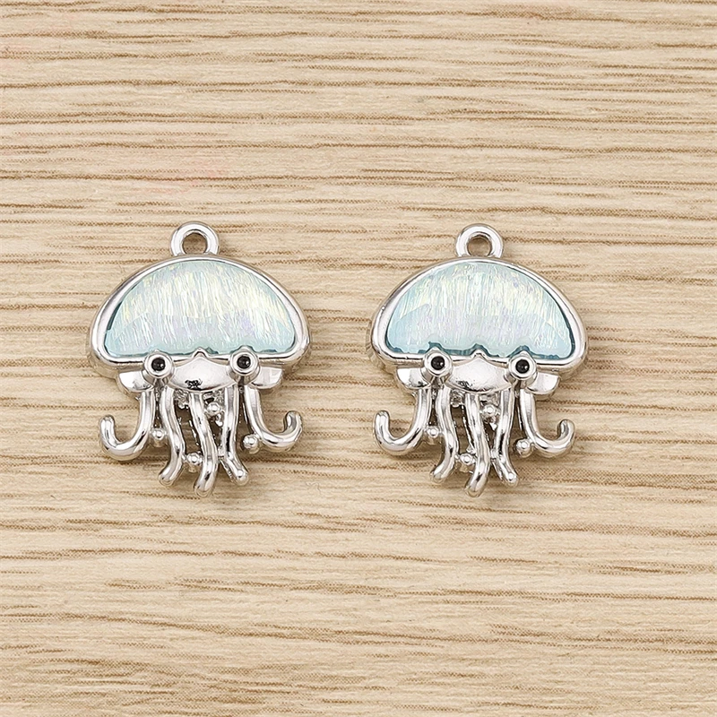 5 Stück 14 x 19 mm Cartoon-Anhänger mit Meereslebewesen-Meeresquallen für die Schmuckherstellung, Tropfenohrringe, Halsketten, Armbänder, DIY-Bastelarbeiten, Geschenke – Detail 9