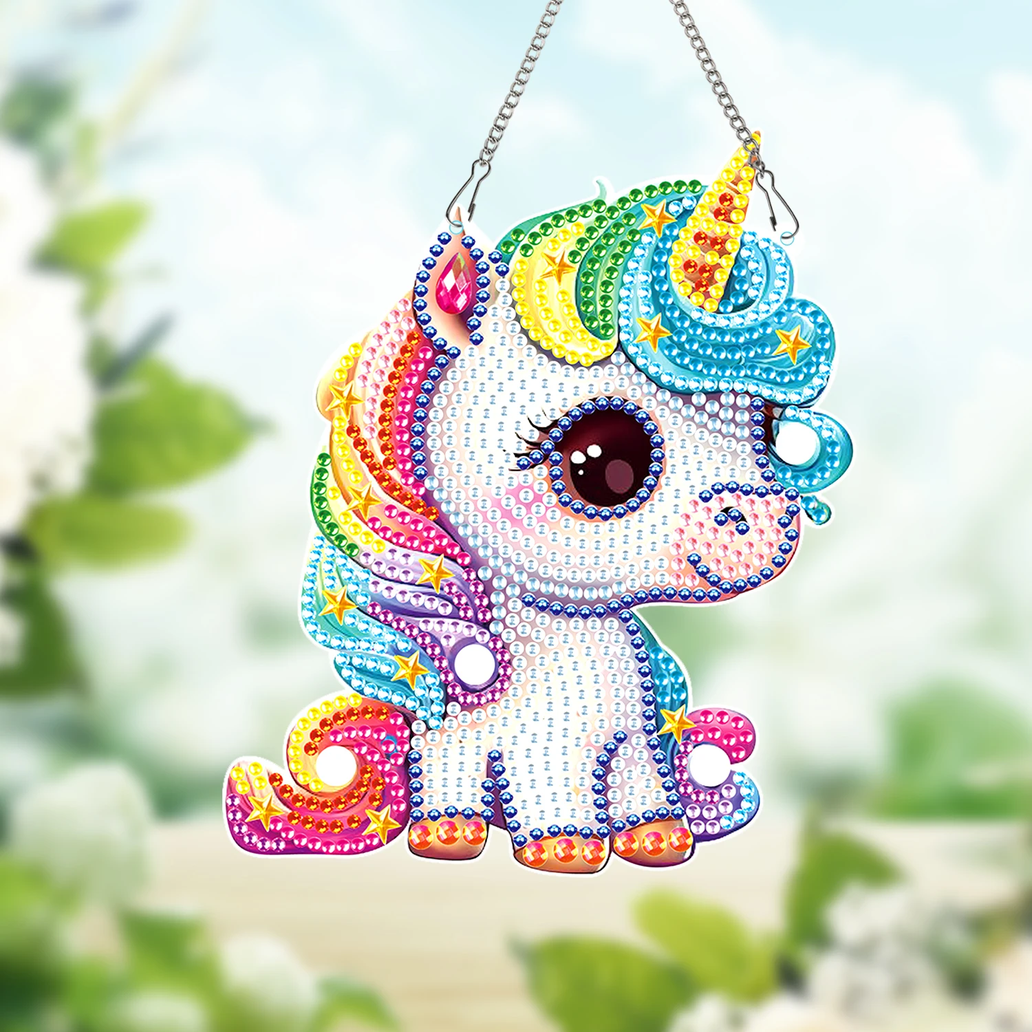 5D Special Shape Diamond Art Painting Kits for Adults Beginners, DIY Unicorn Crystal Art by Window Pendant for Home Garden Wall