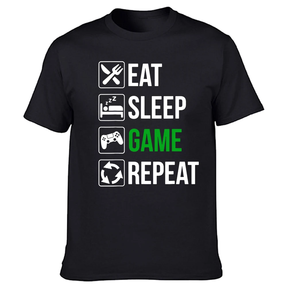 

Funny Eat Sleep Game Repeat T Shirt Sleeve Harajuku Gaming T-shirt Men Video Games Lovers Christmas Graphic Streetwear Short