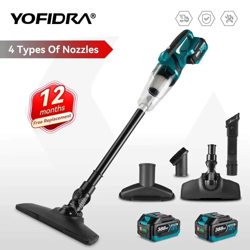YOFIDRA Elektrischer Staubsauger 1500W Kabelloses Handaufladbares Reinigungsgerät Für Zuhause Tierhaare Kompatibel mit Makita 18V Batterie Pin