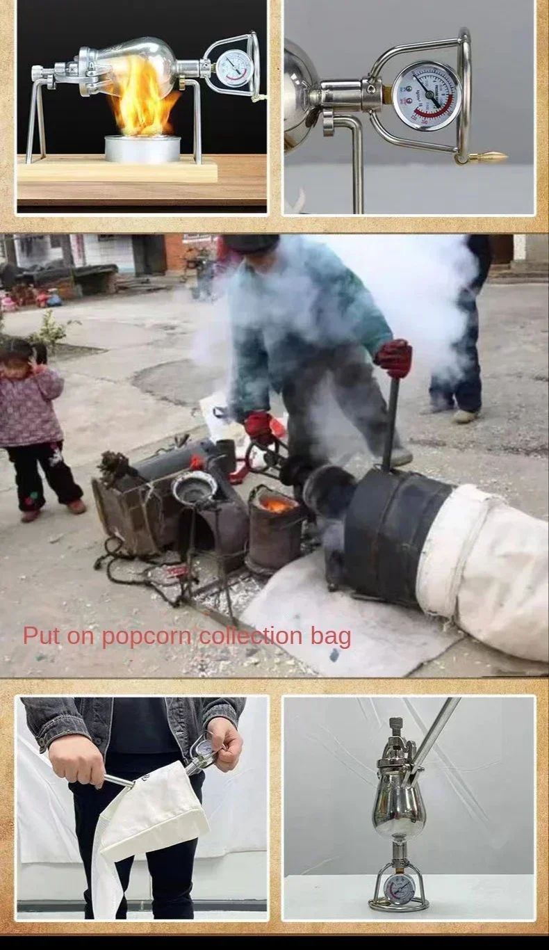 Description Picture 5 of item300ML Stainless Steel Mini Popcorn Machine Old-fashioned Small Hand-cranked Popcorn Machine