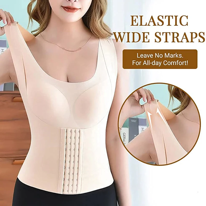 4-in-1 Waist Buttoned Bra Shapewear Women Redutive Girdle Posture Corrector Seamless  Slimming Corset Tops Tummy Control Tank Top - AliExpress