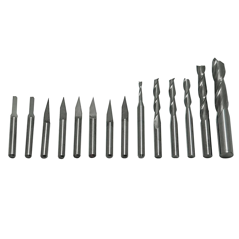 

14pcs Set 3.175mm Drilling Bits Cutter Carving Knife for PVC Wood Acryl MDF ABS Material Cutting CNC Engraving Tool bits