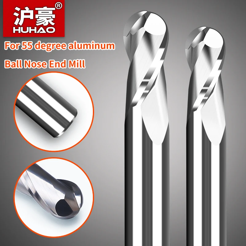 HUAHO2FlutesBallNoseEndMillCuttingSlottingAluminumCarbideCNC