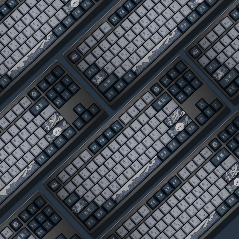 Chaves Conjunto Estilo Chinês Sonho Dunhuang Keycaps Pbt Tintura Sublimação Chave Tampões Cherry Perfil Keycap para 61 64 68 84 96 980 140 - Imagem 3